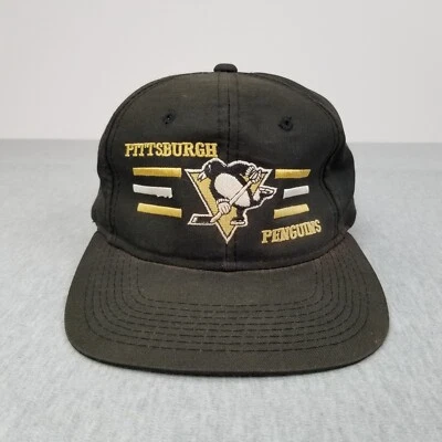 VINTAGE Pittsburgh Penguins Hat Cap Snapback Black Script NHL Youngan G Best Fit - Image 1 of 4