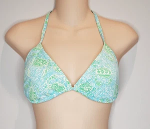 Lilly Pulitzer Large Get Cracking Spa Blue Padded Halter Bikini Swim Top - Picture 1 of 5