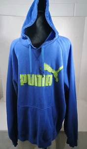 Puma Mens Size XXL Blue Neon Green Long Sleeve Pullover Sweatshirt Hoodie - Picture 1 of 8