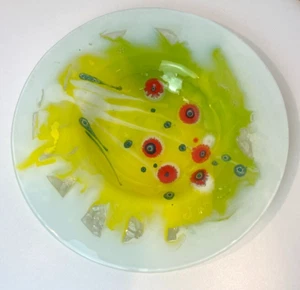 Decorative Glass Bowl in Yellow, White and Red Art Glass Hand Blown Glass 29x3cm - Picture 1 of 14