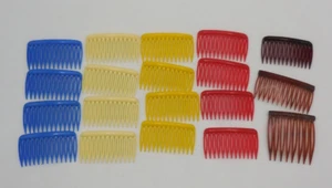 Mini pettini per capelli vintage Goody pettini laterali rosso giallo blu bianco marrone - Foto 1 di 6