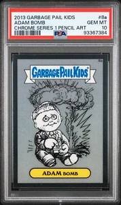 2013 Garbage Pail Kids Chrome Series 1 Pencil Art #8a Adam Bomb 8a GPK PSA 10 - Picture 1 of 2
