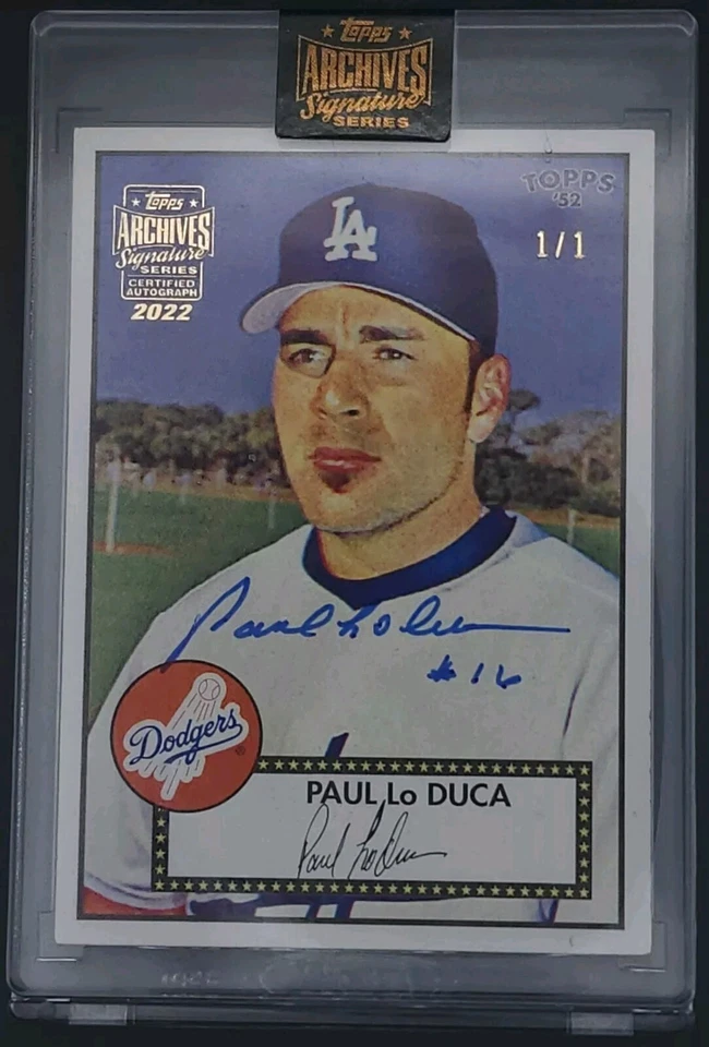 PAUL LO DUCA 2022 Topps Archives Signature Series 2007 '52 1952 AUTO 1/1 Dodgers Foto 1 de 2