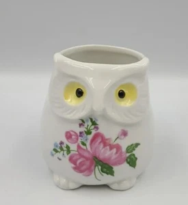 Flawless Floral Design Porcelain Small Owl Candle Made In Japan  - Picture 1 of 6