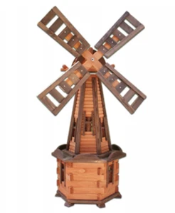 Large Wooden Windmill 53 inch-135cm New Handmade Led Outdoor Garden Patio Solar - Picture 1 of 10
