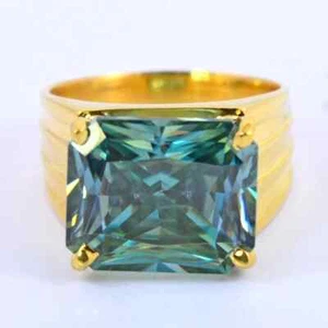 RARE 15.80 Ct Radiant Cut Treated Blue Diamond Men's Ring-Amazing Shine! - Picture 1 of 10