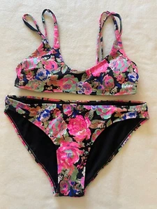 No Boundaries Two-Piece Swim Suit Womens Bikini Pink Floral Size M - Picture 1 of 6