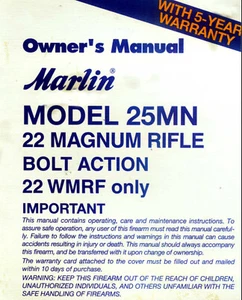 MARLIN 25MN 22 Magnum Bolt Action Rifle Owners Instruction Manual - Picture 1 of 1