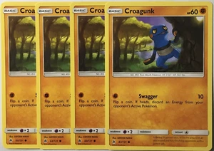 POKEMON 4X CROAGUNK 63/131 FORBIDDEN LIGHT COMMON NEAR MINT-PLAYSET - Picture 1 of 1
