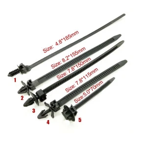100PC Car Line Cable Ties Zip Tie Push Rivet Clip Wiring Loom Harness Fastener - Picture 1 of 12
