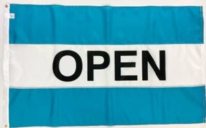 Bandiera "Aperta" Orizzontale 3x5 Resistente Bandiera Pubblicitaria Co. Doppia faccia made USA - Foto 1 di 4