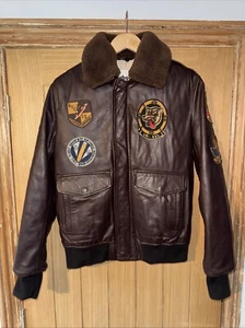 NWT Schott NYC Patched Flight Pilot Jacket Lambskin Leather Size Small RP €475 - Picture 1 of 15