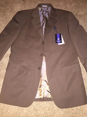Ferrecci Uomo Suit Jacket Blazer Brown Pin Stripe Italy 36R Super 150s Drop 06-R - Image 1 of 4