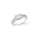 Silver Jewelco London Princess CZ Split Shoulder-Set Solitaire Engagement Ring
