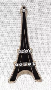 SAP POLYNE París Francia Torre Eiffel, esmalte negro y pedrería de colección. Broche Pin - Imagen 1 de 5