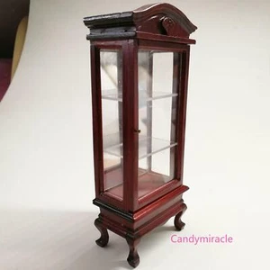 Maßstab 1:12 Puppenhaus Miniatur Vintage Holz Showcase Kabinett Regal Möbel Rot - Bild 1 von 6
