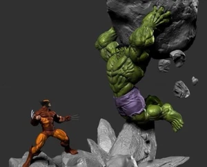 Hulk vs Wolverine Diorama(300mm)3D Model/Unassembled/Unpainted - Bild 1 von 4
