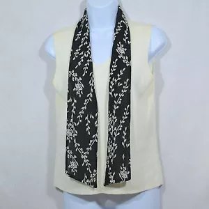 Women's Requirements White w/ Attached Black Floral Scarf Tank Shell Top Sz S - Picture 1 of 4