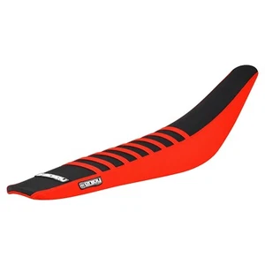 STARK VARG Electric Bike Seat Cover BRIGHT RED SIDE / BLACK / BRIGHT RED RIB 406 - Picture 1 of 5