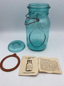 Tarro de albañil vintage Ball Ideal Blue Wire 1976 junta bicentenario papeleo - Imagen 1 de 7