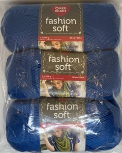 Lot: 3 Skeins Red Heart FASHION SOFT yarn ~5oz Ea. Color Cobalt. Preowned READ - Picture 1 of 9