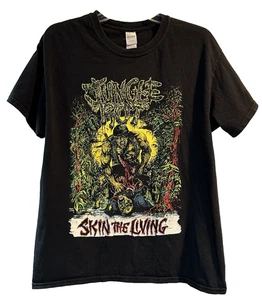 Jungle Rot Erwachsene Large Skin the Living Metal Band schwarz T-Shirt gebraucht distressed - Bild 1 von 7