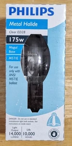Philips 175W Clear ED28 Metal Halide Bulb Mogul base for M57/E Ballast NIP - Picture 1 of 2