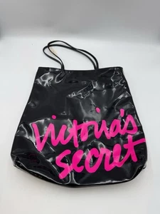 Victorias Secret Supermodel Black & NEON PATENT TOTE Purse Weekender Bag New - Picture 1 of 5