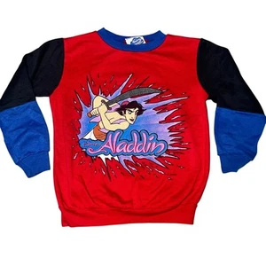Vintage Disney Aladdin graphic color block 90s sweatshirt kid size 5/6 - Picture 1 of 8