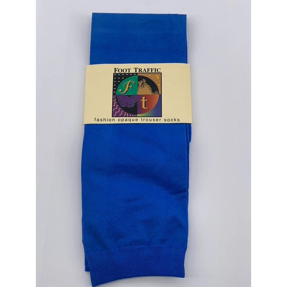 Calcetines pantalón opacos de moda azul real FOOT TRAFFIC para mujer talla OS Foto 1 de 4