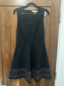 Robert Rodriguez Black Sleeveless Dress with Metal Circle Grommet Design, Sz 8  - Picture 1 of 7