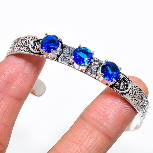 VALENTINO Bracciale in argento sterling 925 fatto a mano con pietre preziose tanzanite blu regolabile