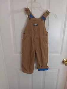 OshKosh B'gosh Baby Boys Corduroy Vestbak Overalls Tan 18 Month Adjustable Strap - Picture 1 of 15
