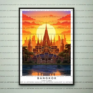 Stampa illustrazione arte tramonto Bangkok senza cornice Bangkok poster viaggio decorazione - Foto 1 di 2