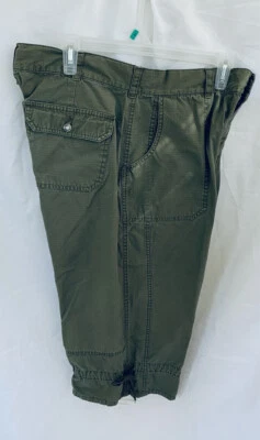 Mountain Lake Olive Green Sx 12 Cotton Cargo Capri Pants Pockets WOMENS - Image 1 of 4