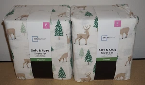 (2 Set) Mainstays 4-Piece Full Deer Flannel Adult Sheet Set Full Soft & Cozy - Picture 1 of 6