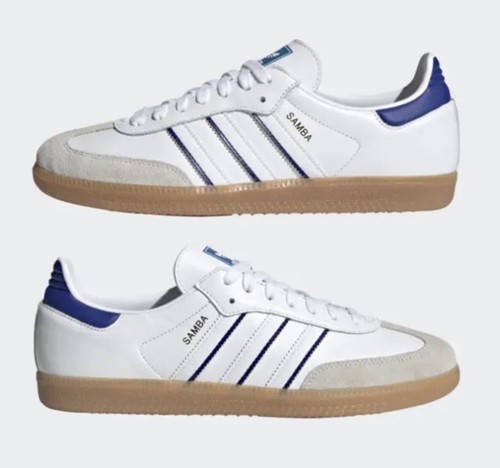 Adidas Samba Flat Bianco Blu Lucido IG2339 Taglia 13 M