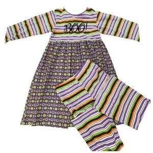 Wee Winter Woolies Girls 1998 Multicolor Striped Halloween Dress / Pant Set 10 - Picture 1 of 3