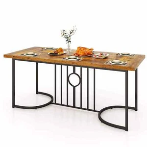 180cm Large Dining Table Farmhouse Rectangular Wood Kitchen Table for 6-8 People - Picture 1 of 11