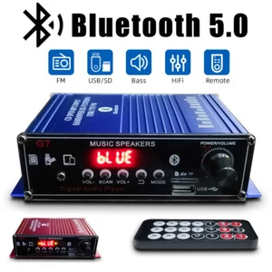 Bluetooth Digital Stereo Audio 2 Channels Amplifier Power Amp DC 12V FM Car Home - Picture 1 of 8