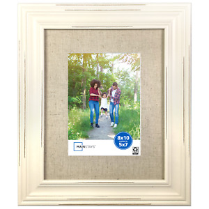 Mainstays 8” X 10” Matted to 5” X 7” White Distressed Picture Frame