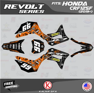 Graphics Kit for Honda CRF125F (2019-2024) CRF 125F Revolt Series - Orange - Photo 1 sur 4