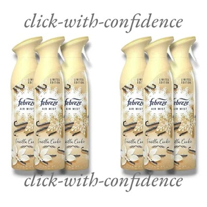 6 x Febreze Air Mist Vanilla Cookie 2 In 1 Fights Odour & Freshness 185ml - Picture 1 of 1