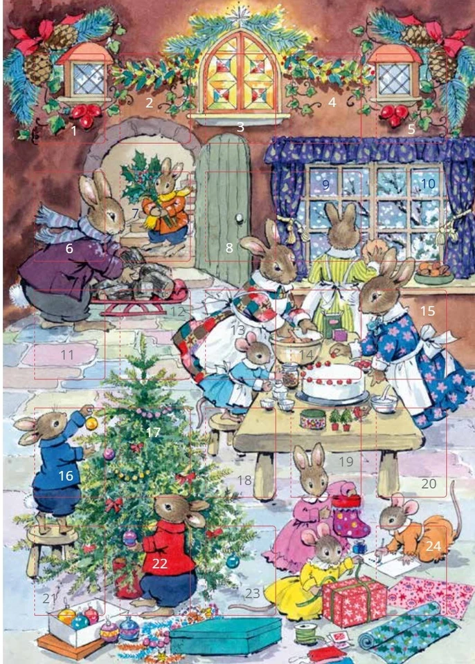 Christmas Eve Rabbits Traditional Advent Calendar – A5 Xmas Calendar Card - Image 1 of 1
