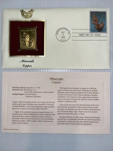 1992 Mineralien Kupfer Gold Golden Cover Replik Briefmarke - Bild 1 von 3