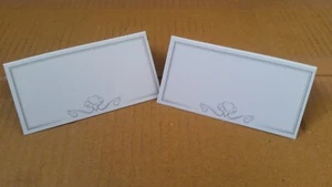 Plain White Place Cards Silver Hearts Blank Name Wedding Seating Party Event - Picture 1 of 3