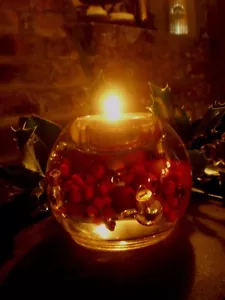 ALEMÁN NAVIDAD ROJO BAYAS ESMERILADAS CRISTAL VIDRIO TÉ-LITE, SOPORTE DE LUZ. - Imagen 1 de 3