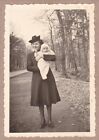 Charming Vintage c1940s Snapshot Photo Mother Holding Baby Woodland Forest