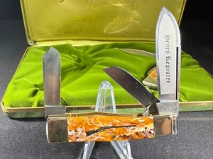 BULLDOG BRAND 3 Blade GUNSTOCK Set! BUTTER & MOLASSES Henry Repeater Knives!!! - Picture 1 of 14