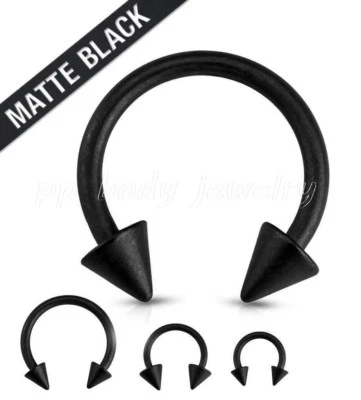 PAR 16G 14G Negro Mate Picos Herradura Circular Barra Tabique Pezón Anillo Foto 1 de 2